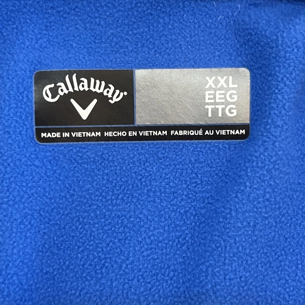 Callaway Jacket Mens 2XL XXL Blue Opti Dry Pullover Golf 1/4 Quarter Zip Logo